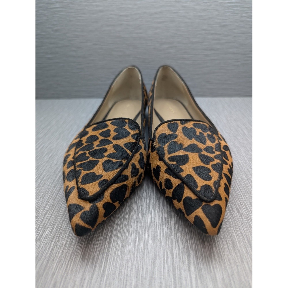 Ann Taylor Womens 8.5M Leopard Calf Hair Pointed Toe Flats Loafers Leather